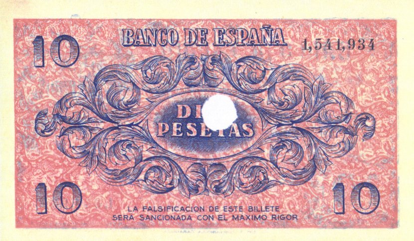 Back of Spain p98a: 10 Pesetas from 1936