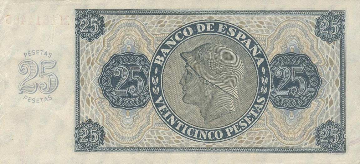 Back of Spain p99a: 25 Pesetas from 1936