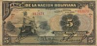 p106a from Bolivia: 5 Bolivianos from 1911