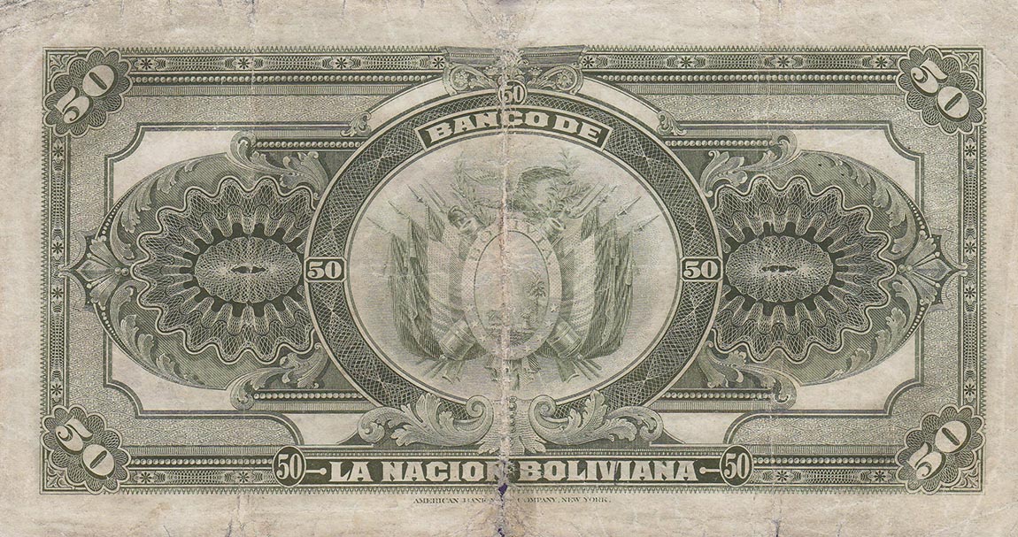 Back of Bolivia p110a: 50 Bolivianos from 1911
