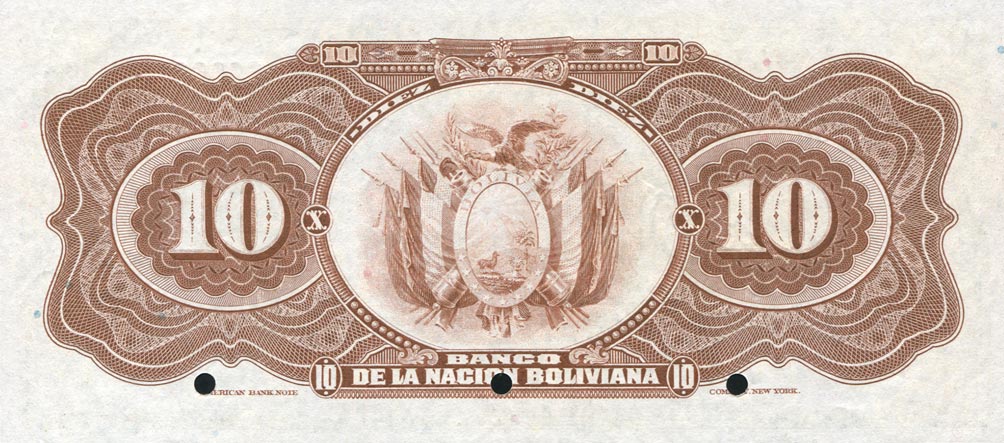 Back of Bolivia p114s: 10 Bolivianos from 1929