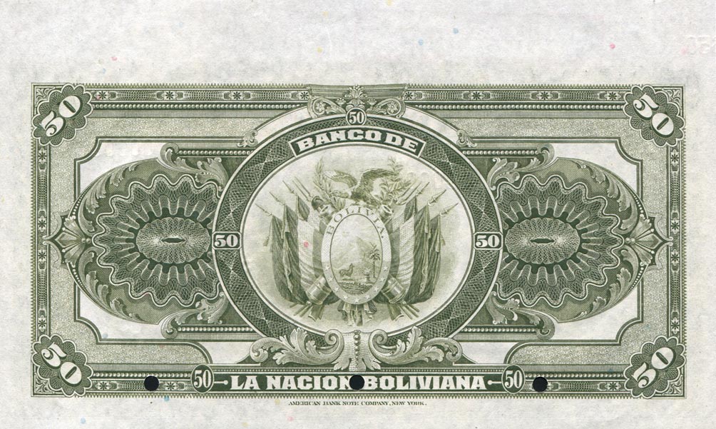 Back of Bolivia p116s: 50 Bolivianos from 1929