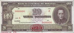 p140s from Bolivia: 20 Bolivianos from 1945