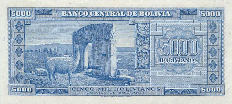 Back of Bolivia p145: 5000 Bolivianos from 1945