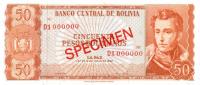 p162s1 from Bolivia: 50 Pesos Bolivianos from 1962