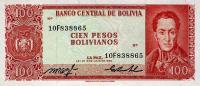 p164c from Bolivia: 100 Pesos Bolivianos from 1962
