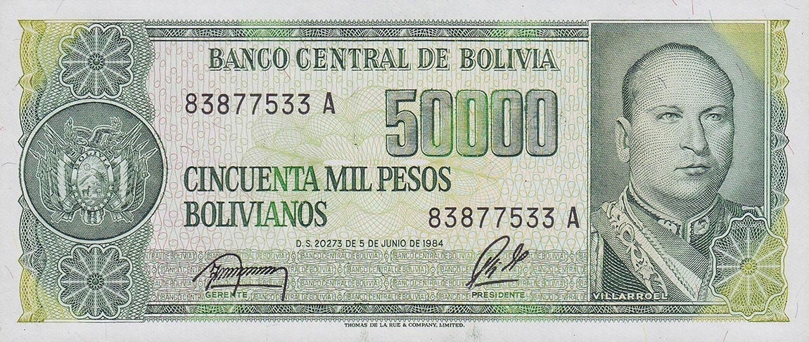Front of Bolivia p196: 5 Centavos from 1987