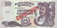 p206s from Bolivia: 50 Boliviano from 1987