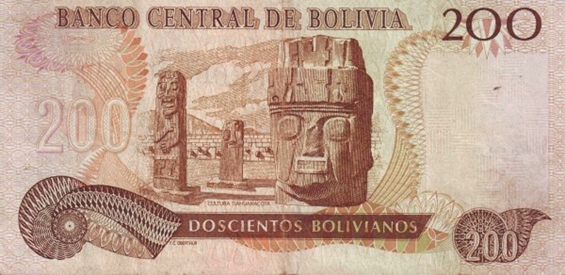 Back of Bolivia p208a: 200 Boliviano from 1987