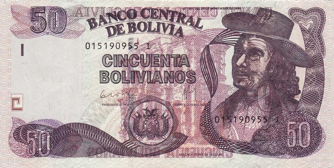 Front of Bolivia p240: 50 Bolivianos from 2011