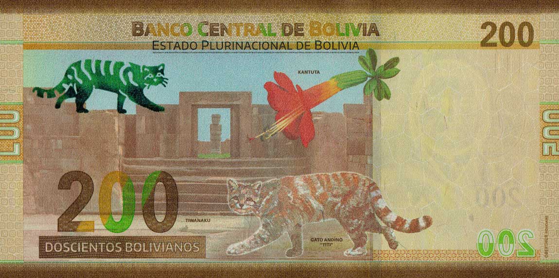 Back of Bolivia p252: 200 Bolivianos from 2018