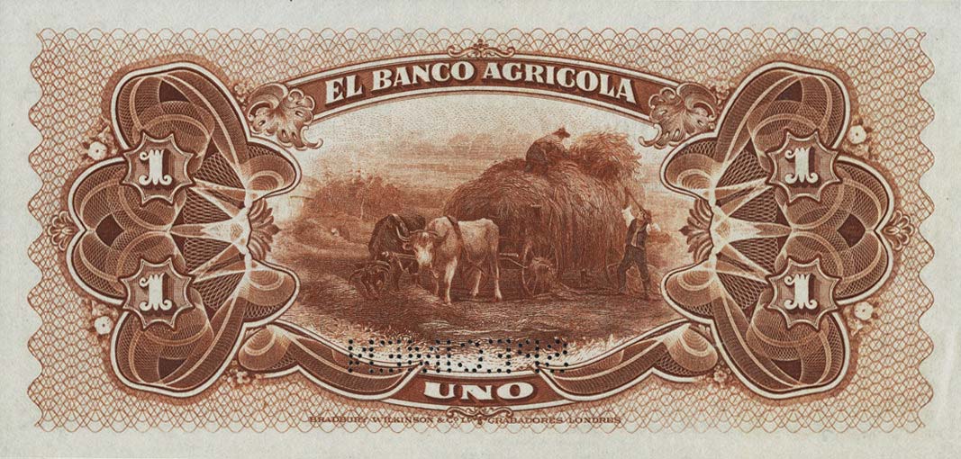 Back of Bolivia pS101s: 1 Boliviano from 1903