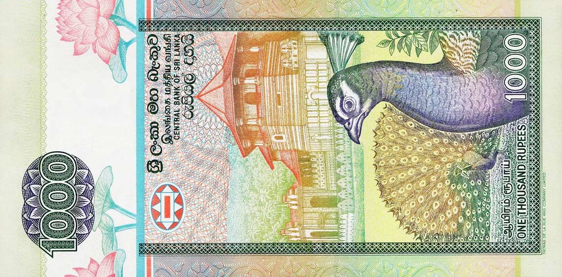 Back of Sri Lanka p107b: 1000 Rupees from 1992