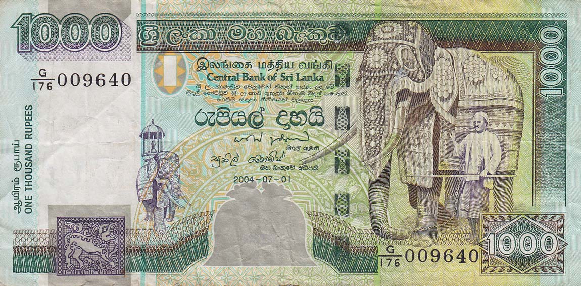 Front of Sri Lanka p120b: 1000 Rupees from 2004