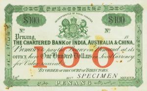 pS105s from Straits Settlements: 100 Dollars from 1875