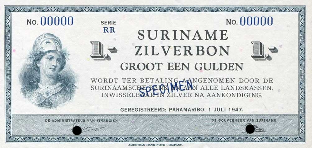 Front of Suriname p105s2: 1 Gulden from 1942