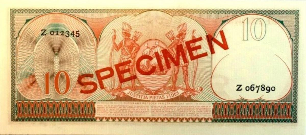 Back of Suriname p112s: 10 Gulden from 1957