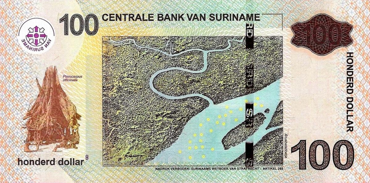 Back of Suriname p166e: 100 Dollars from 2020