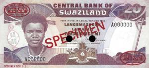 p17s from Swaziland: 20 Emalangeni from 1989