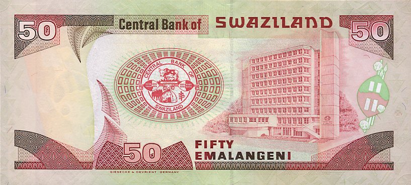 Back of Swaziland p26a: 50 Emalangeni from 1995