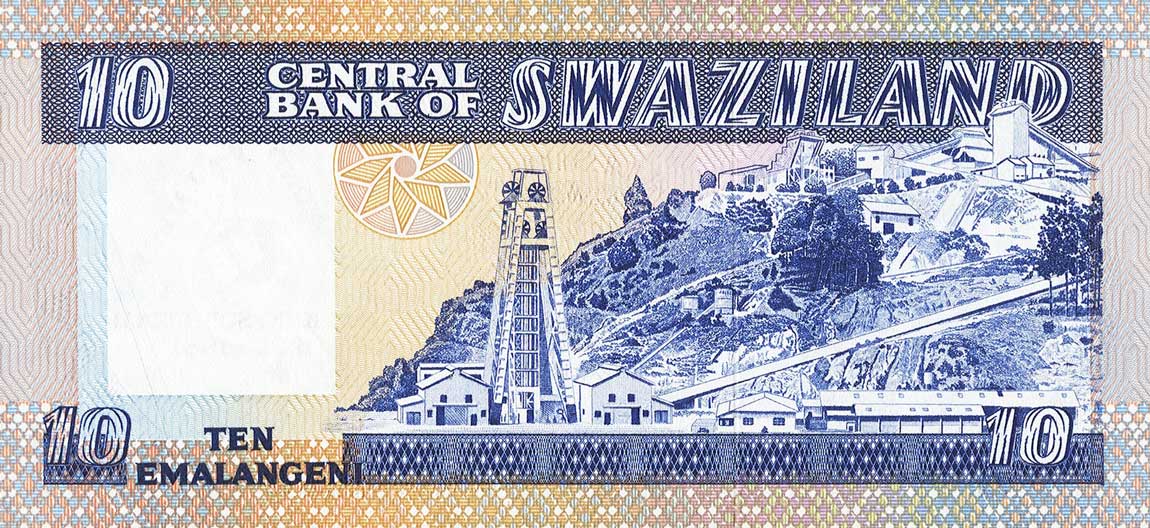 Back of Swaziland p6a: 10 Emalangeni from 1981