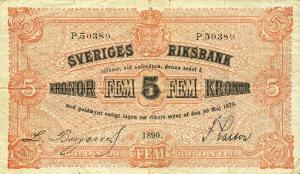 p14a from Sweden: 5 Kronor from 1890