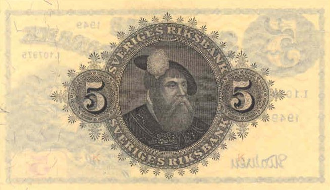 Back of Sweden p33n: 5 Kronor from 1931