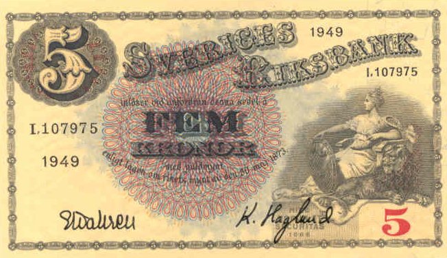 Front of Sweden p33n: 5 Kronor from 1931
