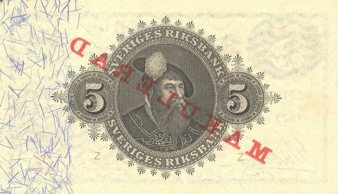 Back of Sweden p33s1: 5 Kronor from 1918