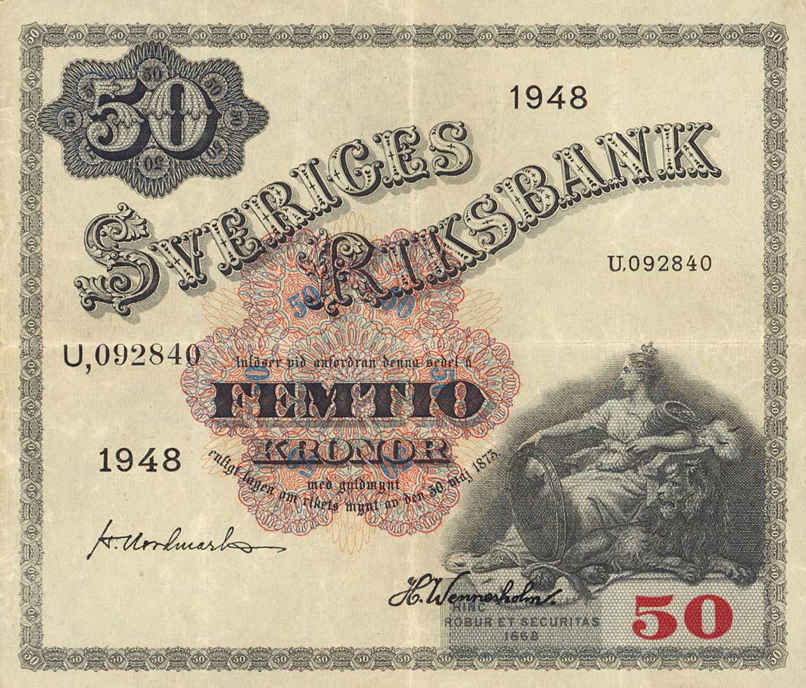 Front of Sweden p35ac: 50 Kronor from 1948