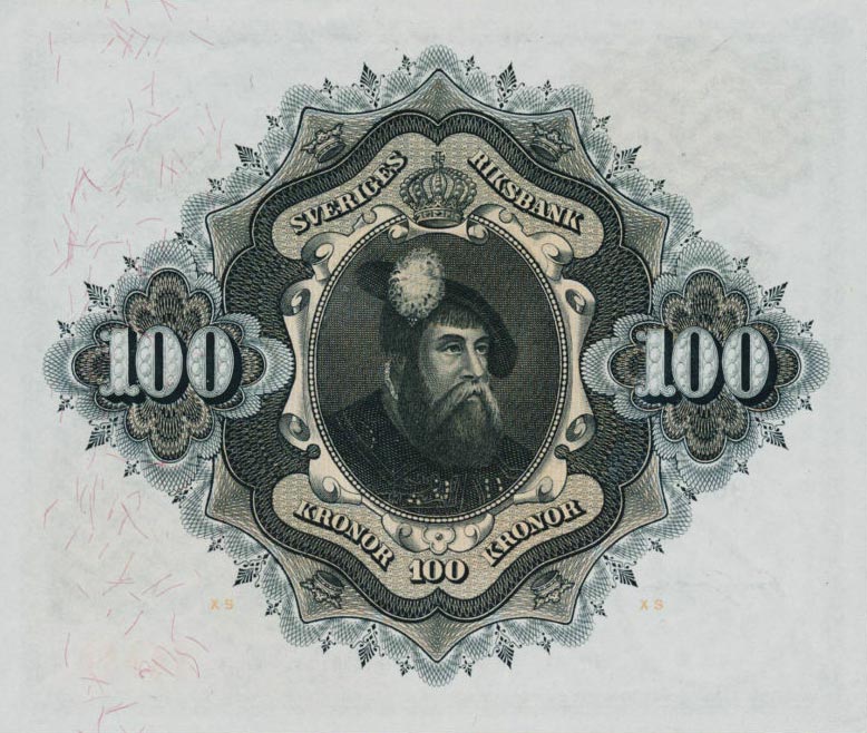 Back of Sweden p48e: 100 Kronor from 1963