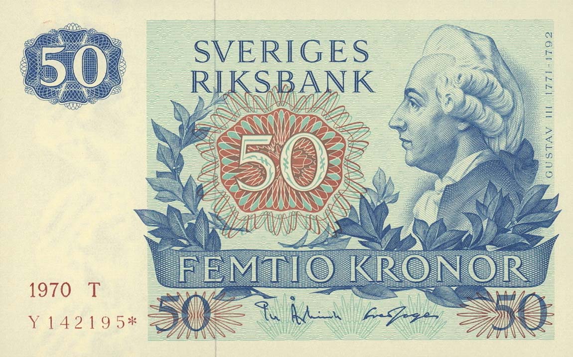 Front of Sweden p53r1: 50 Kronor from 1965