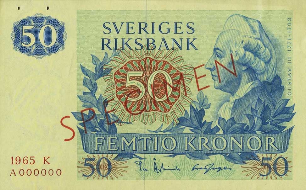 Front of Sweden p53s: 50 Kronor from 1965