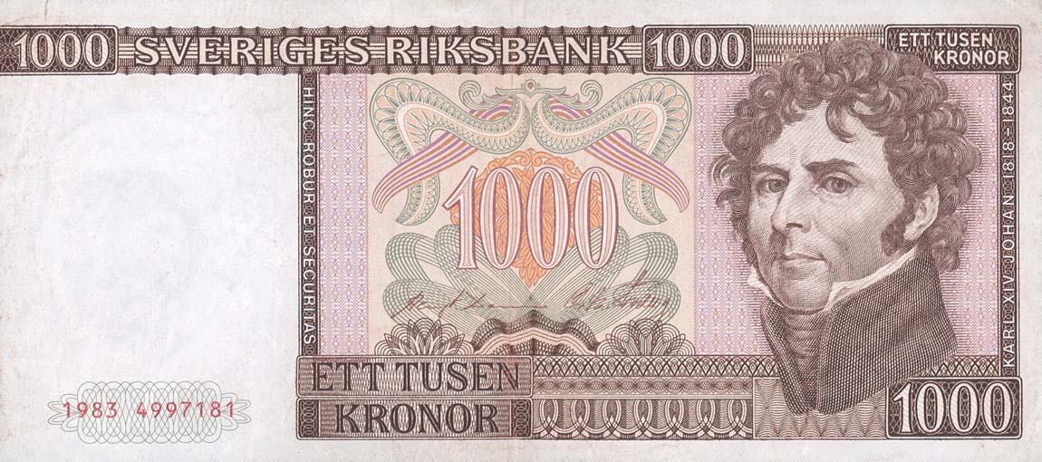 Front of Sweden p55b: 1000 Kronor from 1980