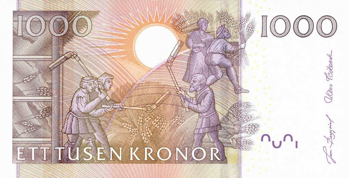 Back of Sweden p67a: 1000 Kronor from 2005