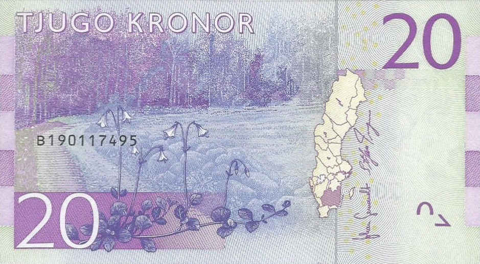 Back of Sweden p69a: 20 Kronor from 2015