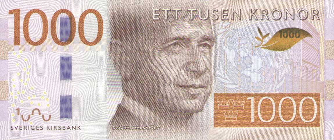 Front of Sweden p74: 1000 Kronor from 2015