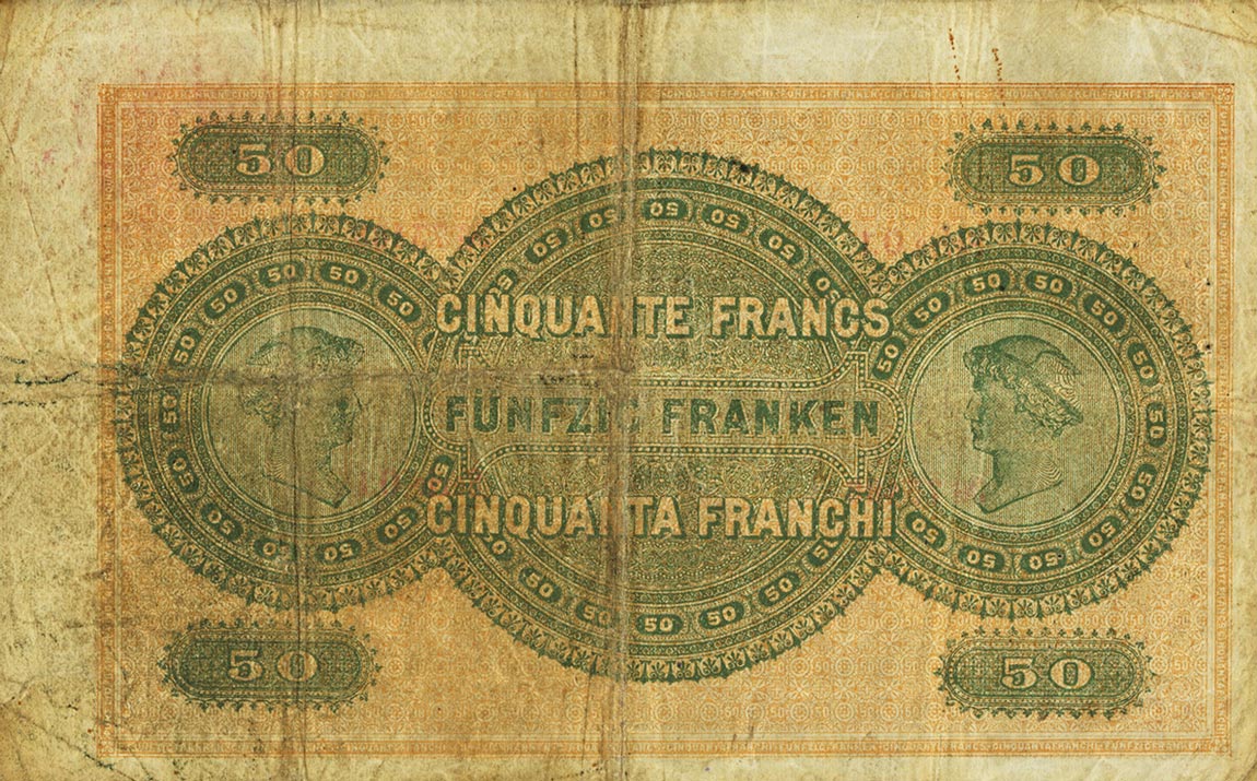 Back of Switzerland p1: 50 Franken from 1907