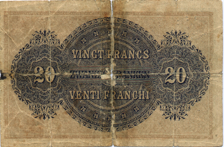 Back of Switzerland p21: 20 Francs from 1914