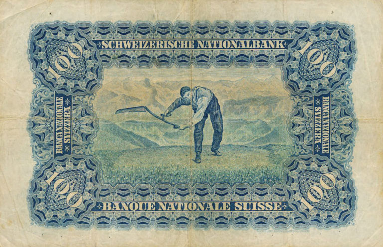 Back of Switzerland p35b: 100 Franken from 1926