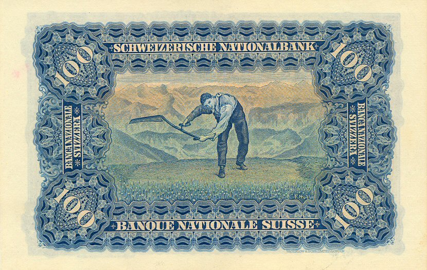 Back of Switzerland p35c: 100 Franken from 1927