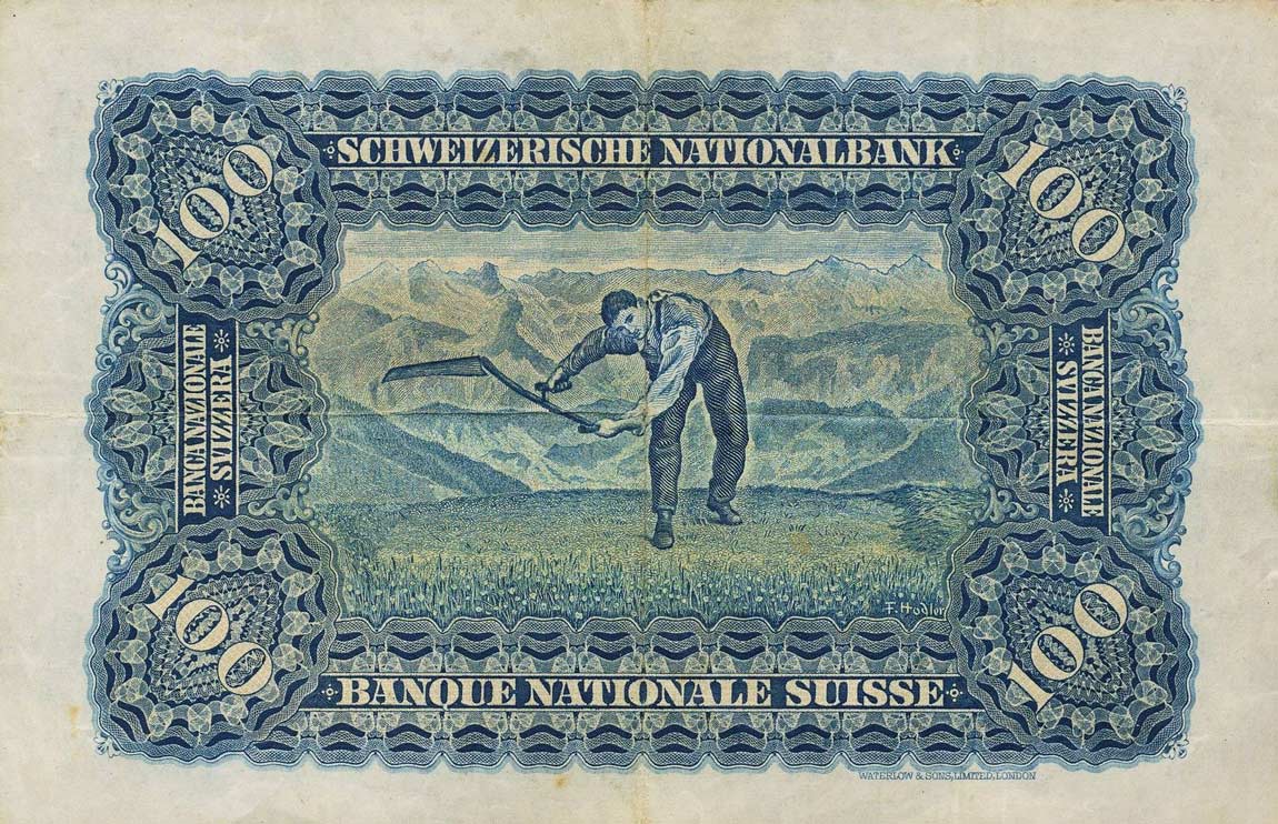 Back of Switzerland p35m: 100 Franken from 1940