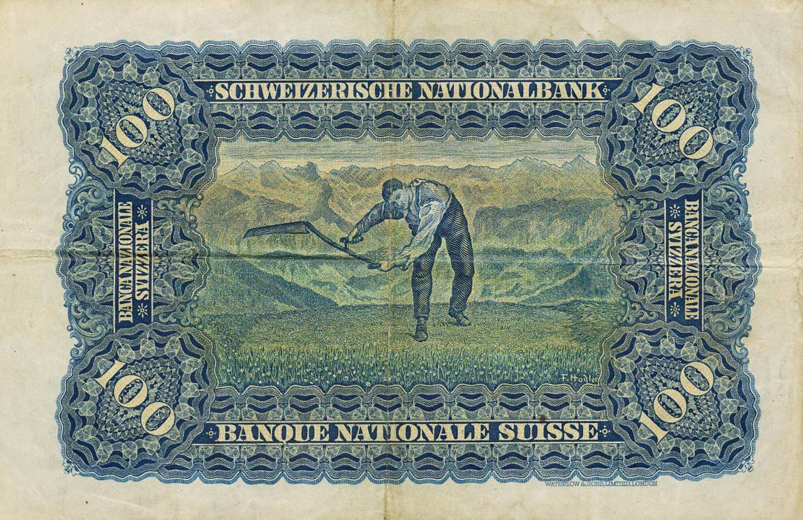 Back of Switzerland p35q: 100 Franken from 1943