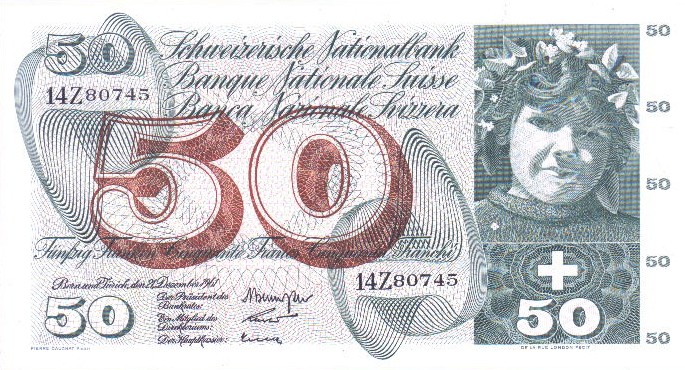 Front of Switzerland p48b: 50 Franken from 1961