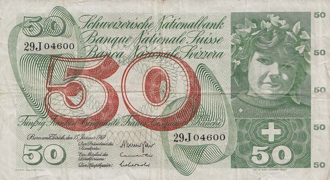 Front of Switzerland p48i: 50 Franken from 1969