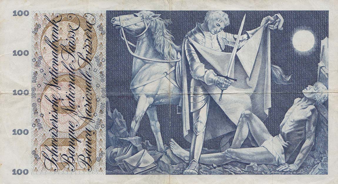 Back of Switzerland p49a: 100 Franken from 1956