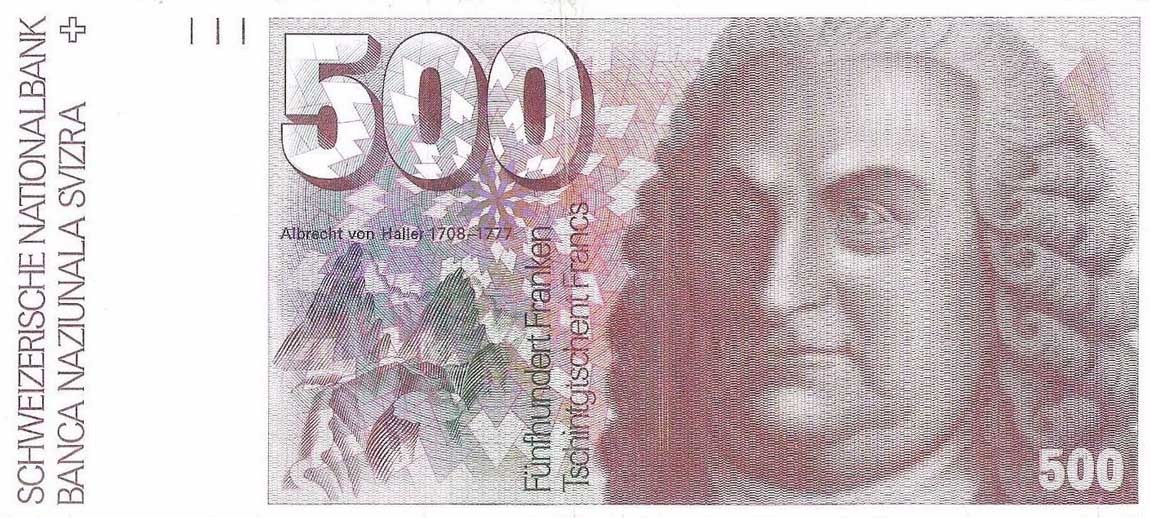 Front of Switzerland p58a: 500 Franken from 1976