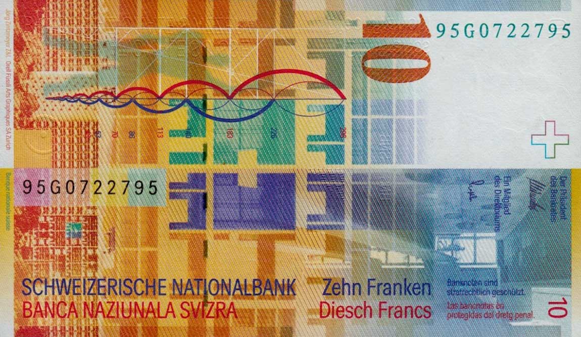 Back of Switzerland p66a: 10 Franken from 1995