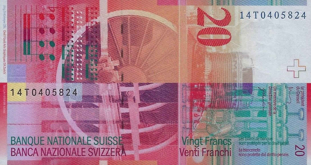 Back of Switzerland p69h: 20 Franken from 2014