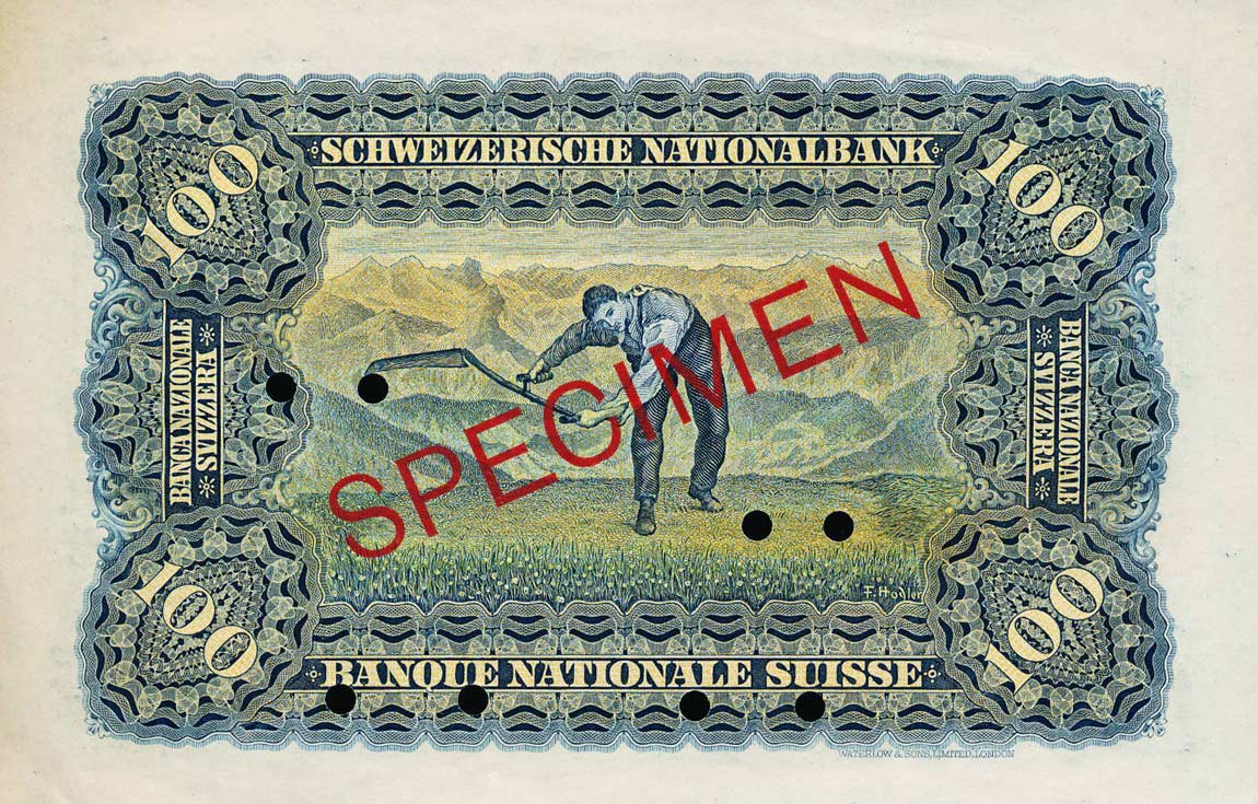 Back of Switzerland p6s: 100 Franken from 1910